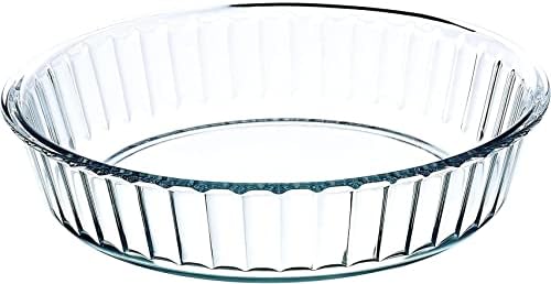 SIMAX Glass Pie Pan for Baking, 10.25 Inch Deep Round Pie Plate Dish, Apple, Pumpkin, Holiday Pies, Fluted Pie Holder, Oven Safe Tray, Borosilicate Glass Cake Tin