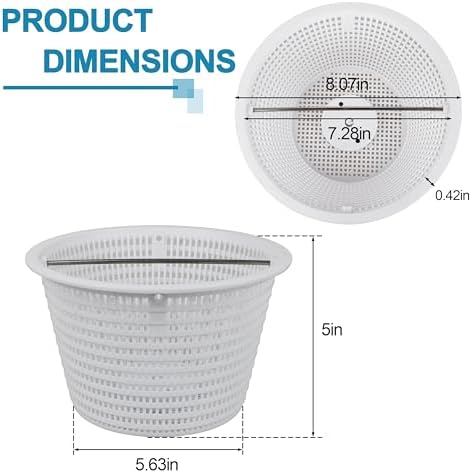 8'' Pool Skimmer Basket with Handle, for Pentair 08650-0007Z Sta-Rite U-3