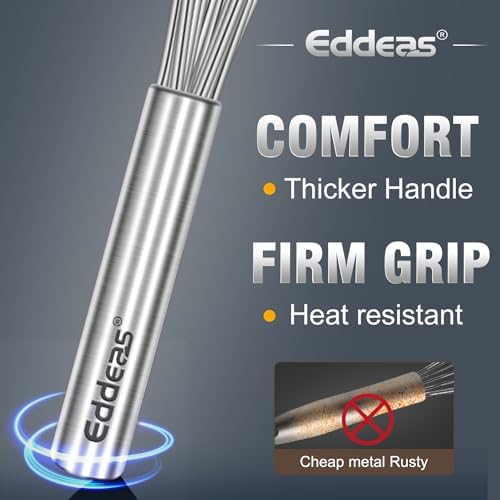 Eddeas 17in/43cm Extra Large Whisk,5Ib Heavy Duty Whisk, 2.4mm Wire Whisk Suitable for Mixing Thick batter and Large batch soup.Not suitable for individual small batch production(Silver)
