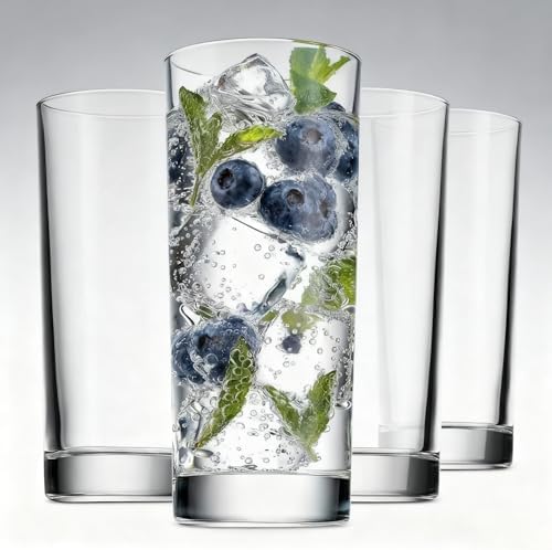 Everyday Drinking Glasses Set of 8, 14oz Tall Glass Cups & 10.5oz Short Dof Glasses Glass Water Cups, Hurricane Tumbler Drinkware for Cocktail, Iced Coffee, Beer, Tea, Wine, Whiskey