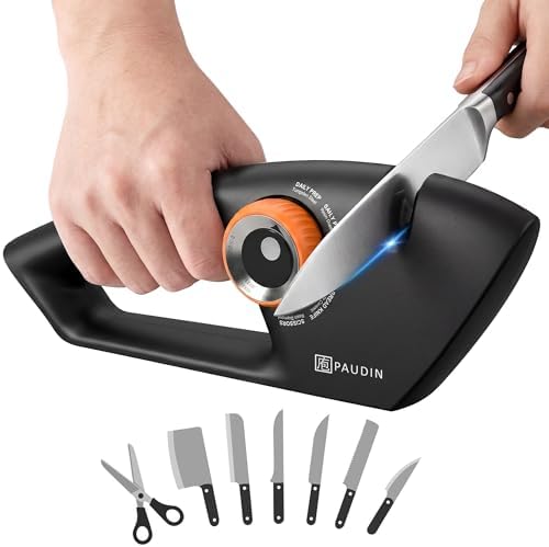 PAUDIN Knife Sharpener, 5-Stage Manual Sharpening for Kitchen Knives