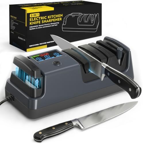 Newise Electric Knife Sharpener for Kitchen Knives, 3-Stage, Grey