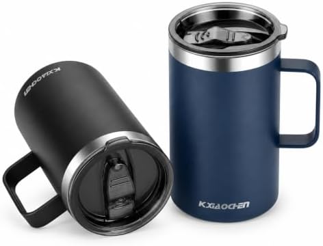 KXIAOCHEN 2-Pack 20 oz Insulated Coffee Mugs, Coffee Cups with Wide Handles