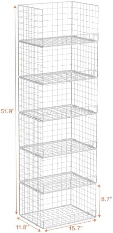 Yociyoga 6-Tier Stackable Closet Organizers and Storage Shelves, Closet Shelf Organizer Basket Bins, Foldable Sweater Storage for Clothes Organizer System, White（Patent No. 30022416）