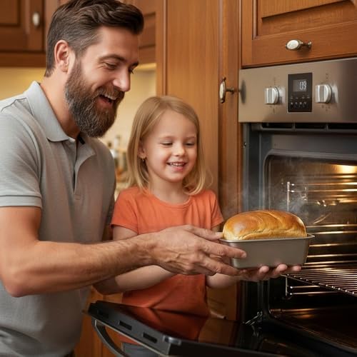3 Pack Carbon Steel Bread Loaf Pans for Baking, Gold, 6 x 3 Inch