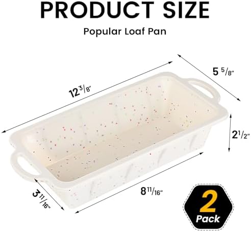 Vinino 2 Pack XLarge Nonstick Silicone Loaf Pans 12.5 x 5.5'' for Baking