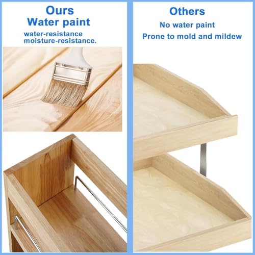 DINDON Pull Out Spice Rack Organizer for Cabinet, (6.5" W x 21.9" D x 25.2" H) Multi-Use Wood Pull Out Cabinet Organizer Slide Out Shelf Cabinet Storage for Kitchen, Pantry Organization