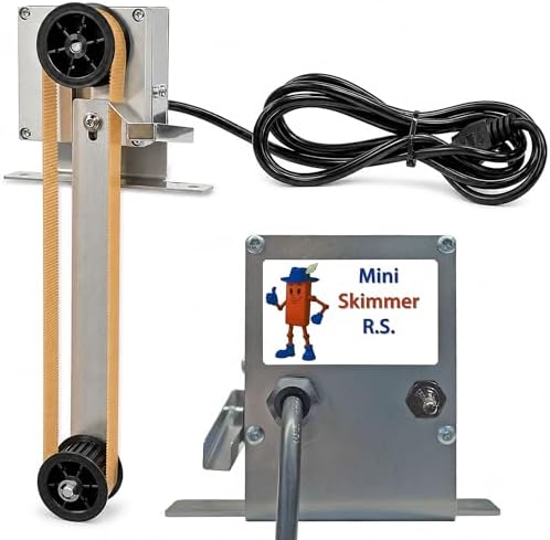 R.S. Belt Oil Skimmer, Mechanical Tramp Oil Removal for CNC Coolant Tanks, Machine Sumps, Parts Washers and Industrial Fluid Tanks (8" Reach - With Switch)