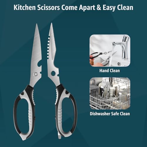 BoFuYuan Detachable Heavy Duty Kitchen Scissors for Food 9-Inch Green