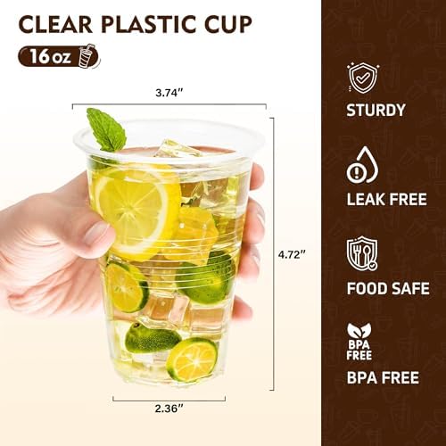 YEEHAW 16 oz Plastic Cups, 240 Pack - Clear Disposable Drinking Water Cups for Cold Beverages, Ideal for Party