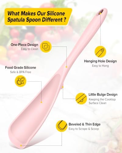 BUNDLEPRO Silicone Cooking Spoons for Nonstick Cookware, One-Piece, 2 Pack