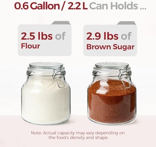 Glass Jars with Airtight Lids 0.6 Gallon 2 Pack Kitchen Canisters