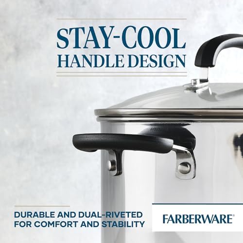 Farberware Brilliance Stainless Steel Stock Pot with Lid, 8 Quart