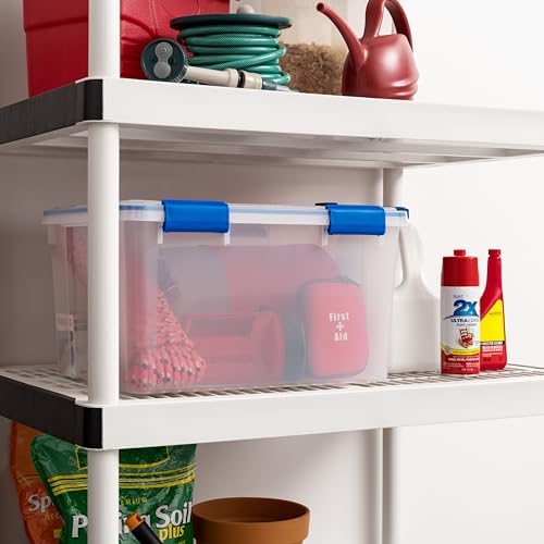 IRIS USA 2-Pack 44 Qt Storage Bins with Gasket Lids, Clear/Blue