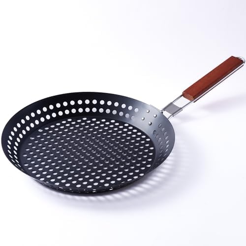 12 in Kozmatik Turkish Grill Pan, Nonstick Carbon Steel Basket
