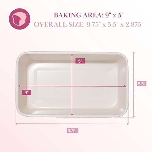 Paris Hilton Nonstick Carbon Steel Bakeware Collection, 9-Inch x 5-Inch Loaf Pan, Dishwasher Safe, Made without PFOA and PFAS, Pink Cream Two-Tone