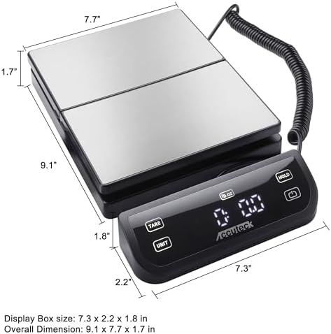 Accuteck 8880 High Accuracy Digital Shipping Scale and Postal Scale, 0.1oz Precision (Stainless Steel with Touch Screen, 150LB)