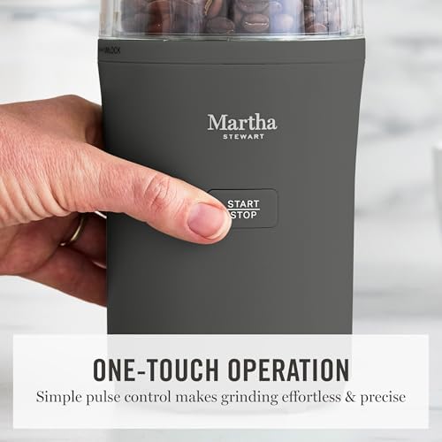 Martha Stewart Electric Coffee & Spice Grinder with Dual Bowls, Caviar Gray