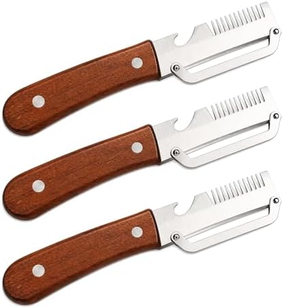 3 in 1 Multifunction Vegetable Peeler with Wooden Handle 3 Pcs