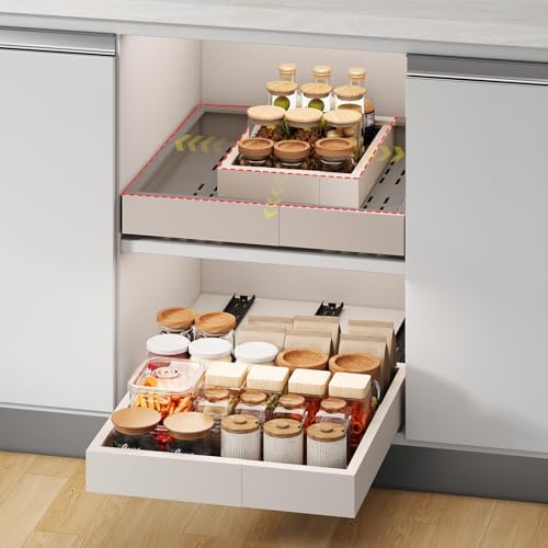 Fokyfok Pull out Cabinet Organizer,11"-16"W,17"-24"D,Expandable,Adhesive