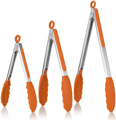 U-Taste Kitchen Tongs for Cooking, 600ºF Heat-Resistant Tps, 3Pcs/Orange