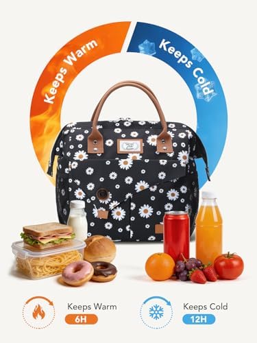 Lekesky Insulated Lunch Bag Portable Lunch Bag for Women-11L, Daisy
