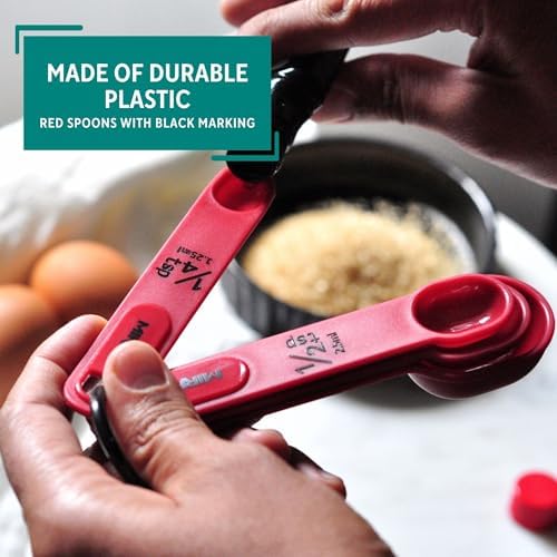 MIRRO 4pc Nested Measuring Spoons Set, Red (Pack of 4)