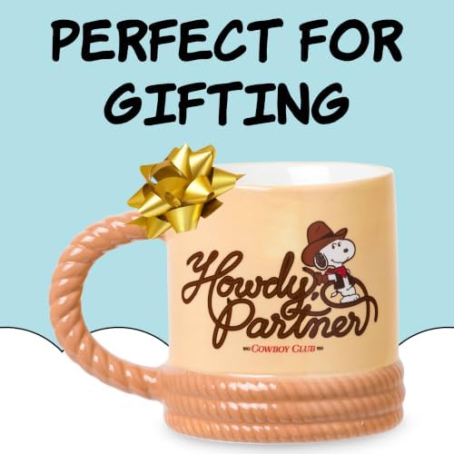 Silver Buffalo Peanuts Western Howdy Partner, 3D Sculpted Mug, 20oz