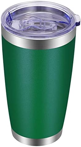 VEGOND 20oz Tumbler with Lid and Straw Stainless Steel Tumbler Cup Vacuum Insulated Double Wall Travel Coffee Mug Powder Coated Coffee Cup, Dark Green, 1 Pack