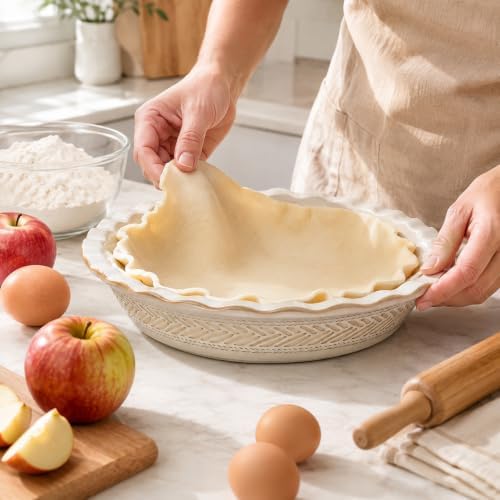 Ceramic Pie Pan, 9 in Pie Dish, Deep Dish Pie Plates for Quiche
