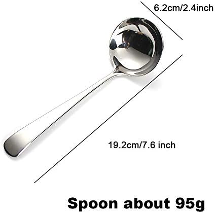 HOOYE 7.6'' Gravy Ladle Sauce Soup Spoon Heavy Duty 18/10 Stainless Steel for Small Dishes (2 pcs)
