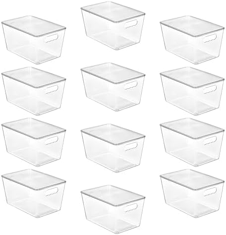 Vtopmart 12 Pack Clear Stackable Storage Bins with Lids and Handles, Large