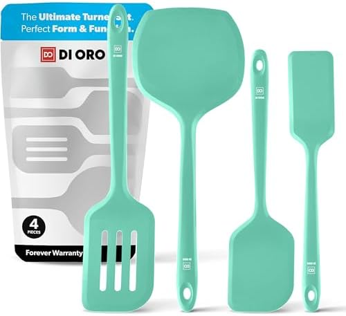 DI ORO Silicone Turner Spatula Set - 600F Heat Resistant, 4-Pc Mint