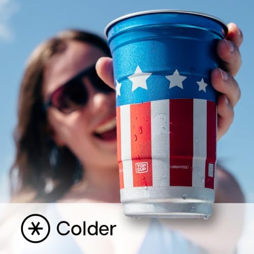 Top Cup Aluminum Party Cups, Americana Cup, 12oz, 50 Count