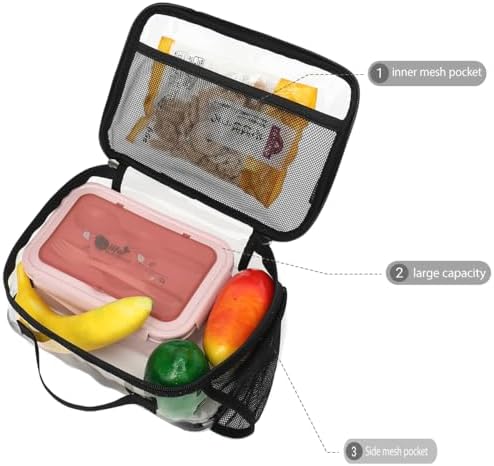 GYEUKHAM Insulated Lunch Box for School, Thermal Reusable Durable Freezable Lunch Bags for Kids Boys Girls Men Women - Small Soft Cooler Portable Lunch Tote Kit for Work Picnic Travel,Clear Black