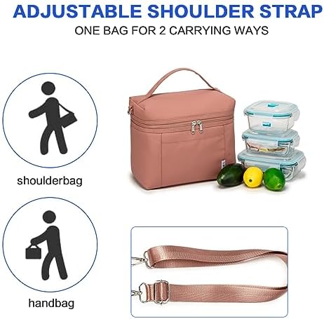 NOL 8L Insulated Lunch Bag for Women, Dark Pink, Medium(normal))