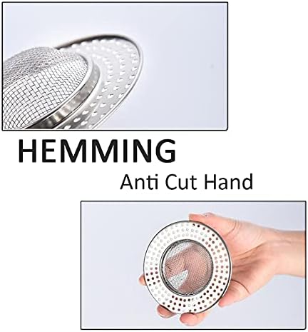 2pcs Heavy Duty Stainless Steel Slop Basket Filter Trap,3.54" Top / 1.65" Mesh Metal Sink Strainer,Perfect for Kitchen Sink/Bathroom Bathtub Wash Basin Floor Drain Balcony Drain Hole,Utility