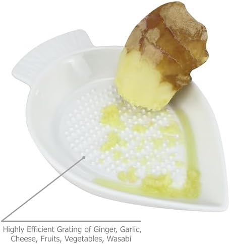 EIKS Ceramic Grater Plate Grinding Dish with Spoon and Brushes