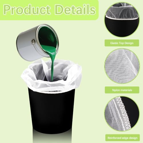 70 Pcs Paint Strainer Bags 5 Gallon, Bucket Paint Filters Strainer 5 Gal with Stretchable Elastic Top Opening paint Screen for 5 Gallon Bucket Nylon White Fine Mesh Bag for Gardening, Plant Protection