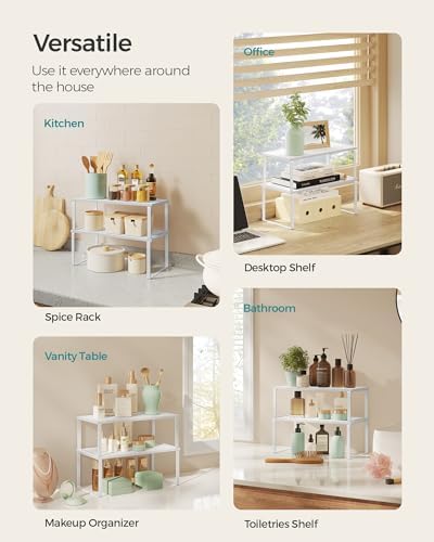 SONGMICS Cabinet Organizer Shelf, Set of 4 Spice Rack, Kitchen Storage