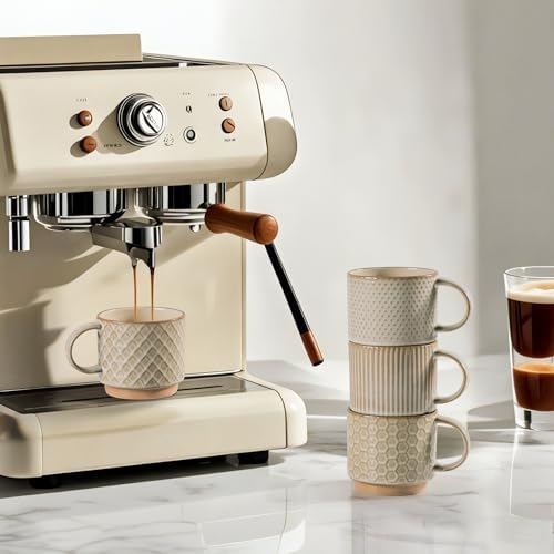 GBhome 15 OZ Stackable Coffee Mugs Set of 4, Ceramic Coffee Cups Set