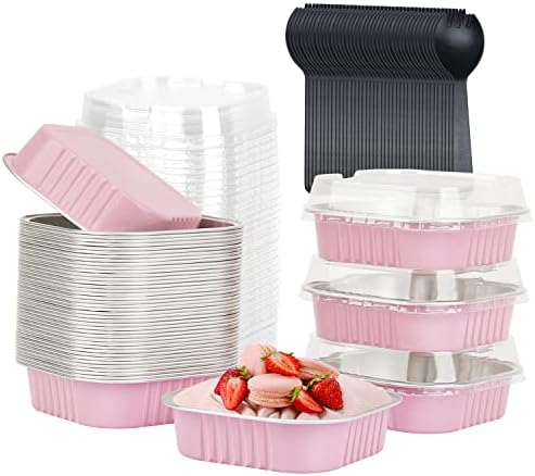 LNYZQUS 4 Inch Mini Pie Tins with Lids, 7.5oz Foil Individual Cake Pans