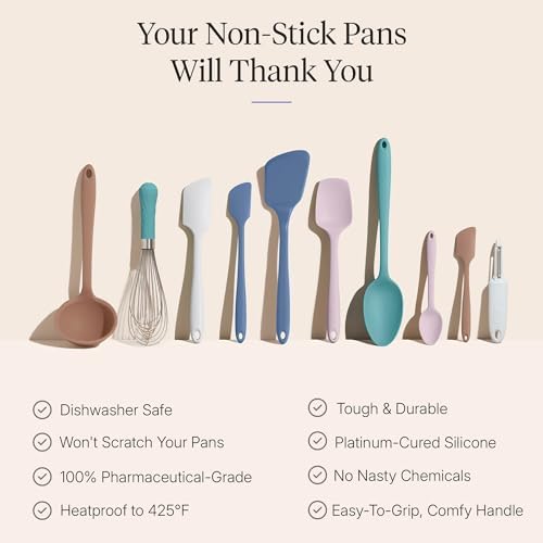 GIR: Get It Right 10-Piece Silicone Ultimate Kitchen Utensil Set – Spatulas, Ladle, Flip, Spoons, Whisk, Peeler & Spoonula – Nonstick, Non-Toxic, Heat-Resistant – Danish