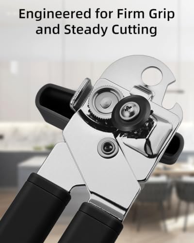 Can Opener Manual, Reinforced Blade, Effortless Knob, Non-Stick (Black)