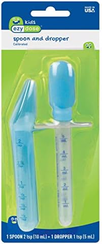 EZY DOSE Kids Oral Liquid Medicine Dropper and Spoon Kit For Baby & Toddler, Deliver Correct Dose, 5mL/1 TSP Capacity, 2 Piece Set, Color May Vary, Made in the USA, BPA Free