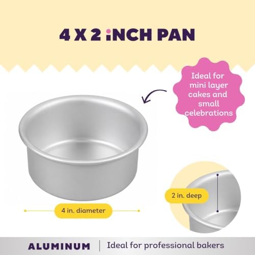 Wilton Aluminum Round Cake Pan, Made Without PFAS, 4 x 2 in.