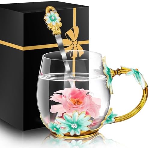 Women Glass Tea Coffee Pretty Cup Set Cute Mug Christmas Xmas Birthday Gift Ideas New Step Bonus Mom Daughter Son Law Unique Who Have Everything Want Nothing Good Special Busy Useful Adult Present