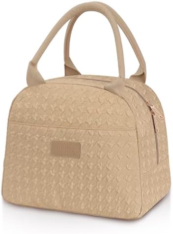 Joymee Lunch Bag Women Insulated Lunch Box Reusable Leakproof Large Spacious Cooler Tote for Women Men Adult for Work Office Travel Picnic -Khaki