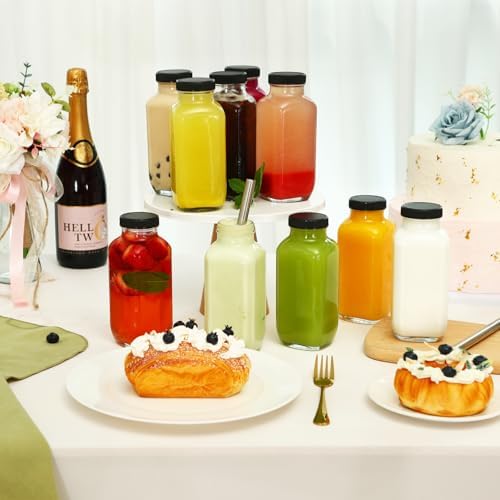 CUCUMI 24pcs 16oz Glass Juice Bottles with Lids