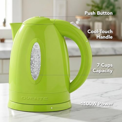 OVENTE 1.7L Electric Tea Kettle, 1100W BPA-Free Water Boiler, Green KP72G